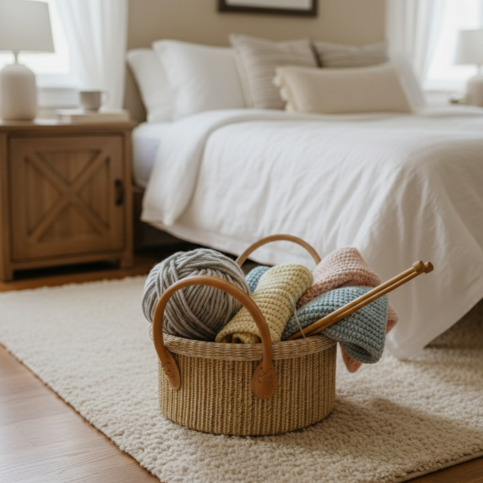 Handheld Cotton Rope Round Basket