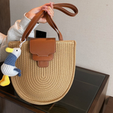 Crescent Woven Straw Shoulder Bag