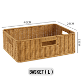 Rattan 3-Handle Storage Basket