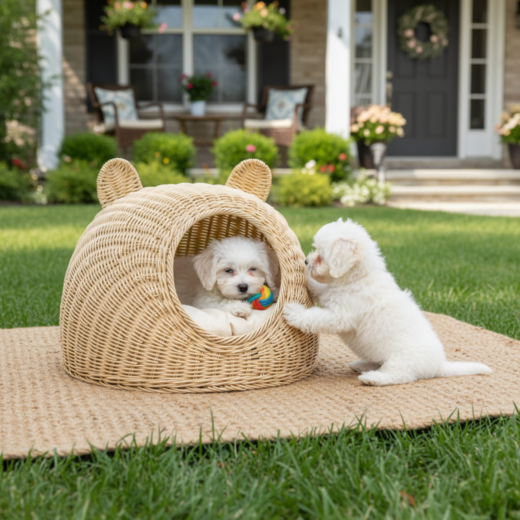 Rattan Cat Ear Dome Bed