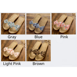 Linen Women's Bow Slippers