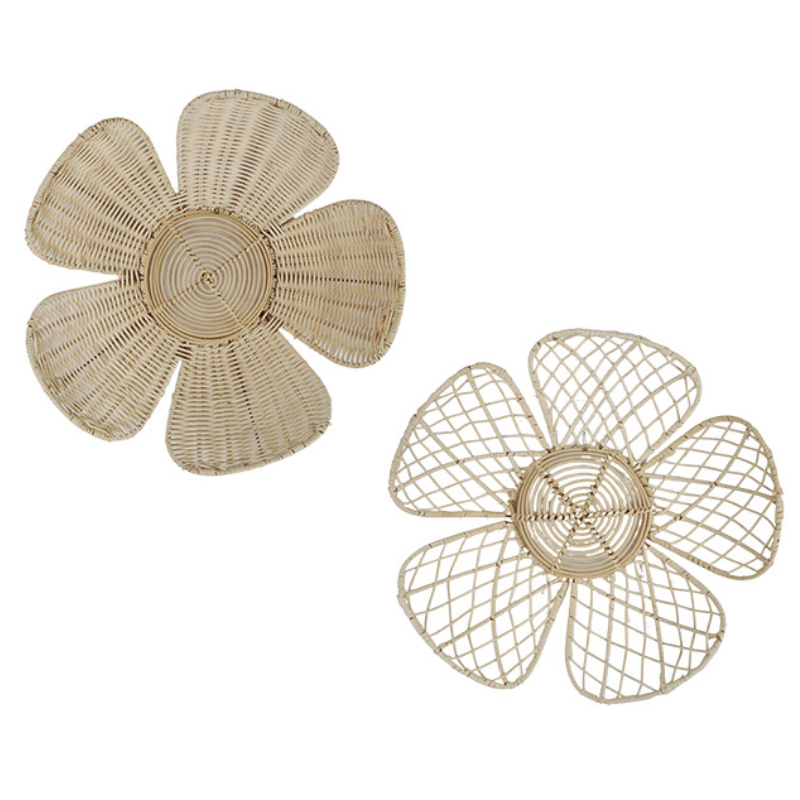 Boho Rattan Daisy Wall Decor (2-Pcs)
