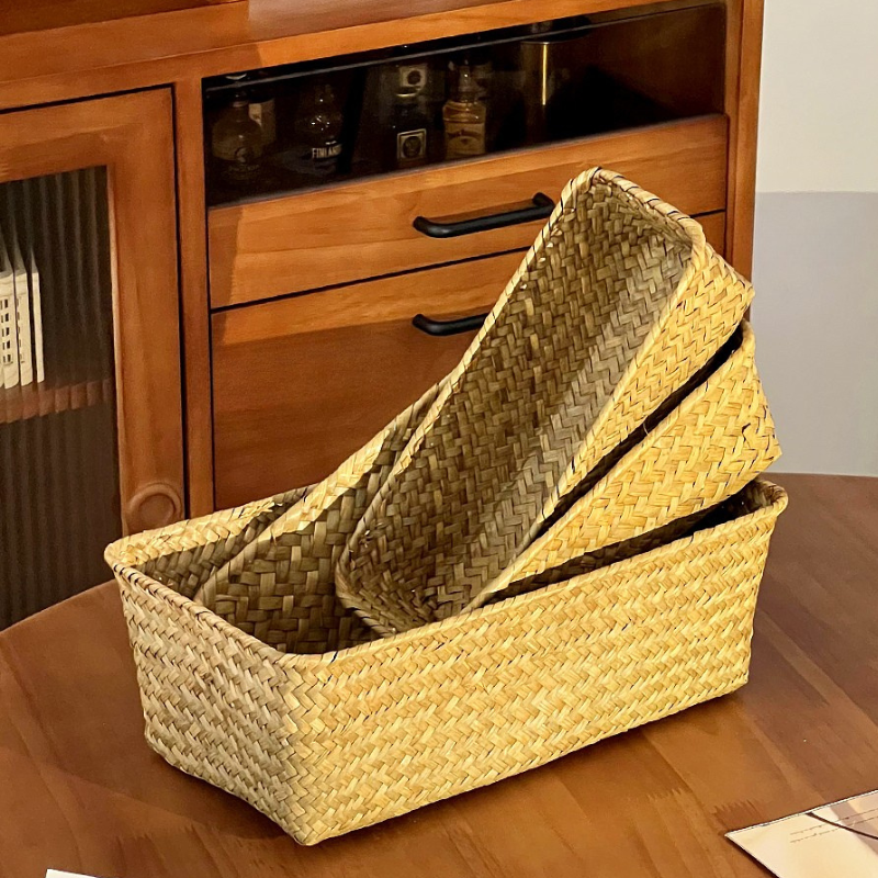 Handwoven Rectangular Storage Basket