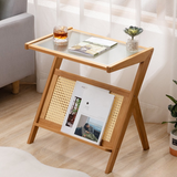 Rattan Side Table with Storage