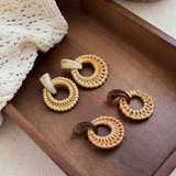 Bohemian Rattan Bamboo Earrings