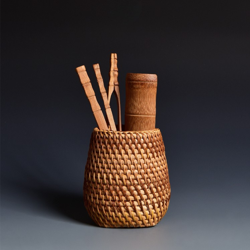 Handmade Rattan Tea Tools Holder Set