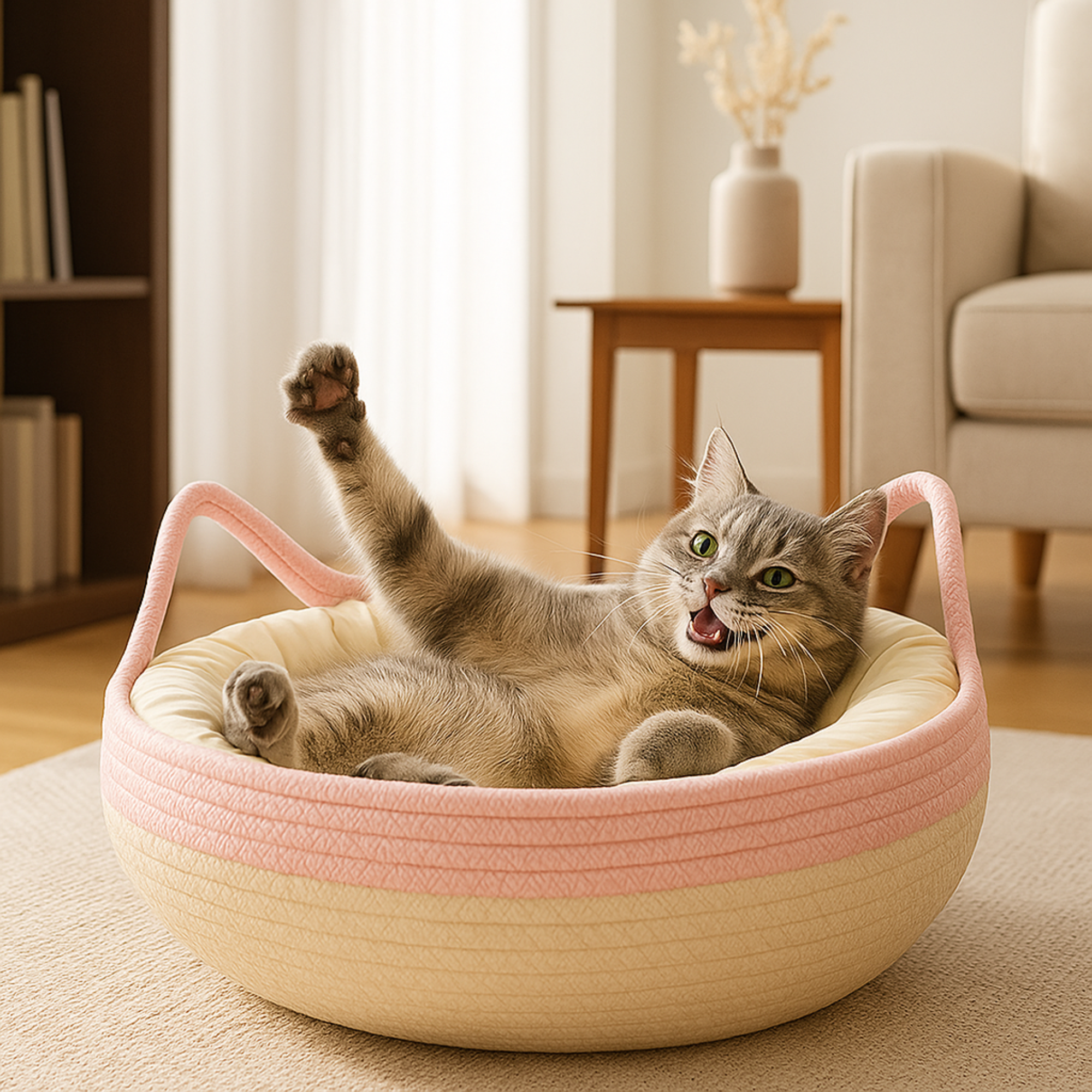 Handwoven Cotton Cat Bed Cushion Set