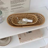 Oval Rattan Storage Tray Set