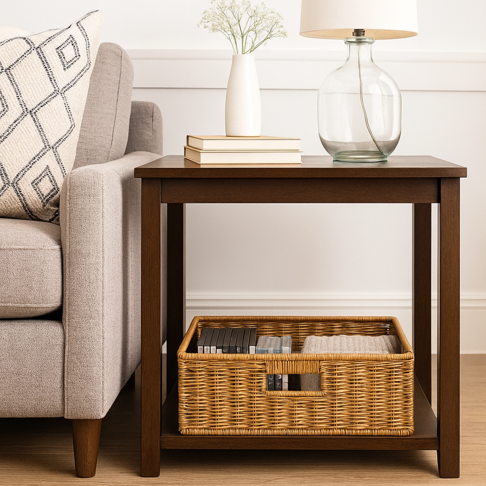 Rattan 3-Handle Storage Basket