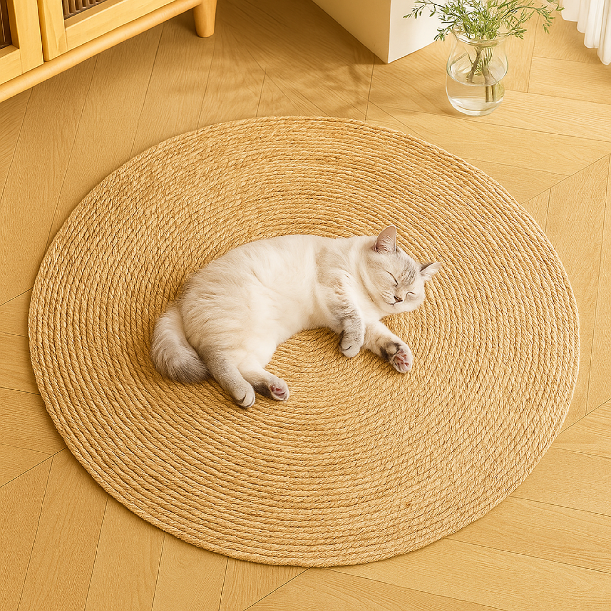 Round Rattan Cat Scratch Mat