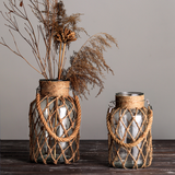 Retro flower arrangement Hemp Rope Glass Vase