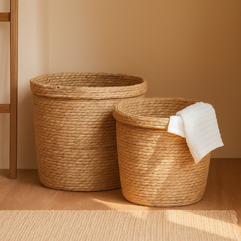 Woven Rattan Laundry Basket