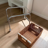 Rattan Basket Rolling Cart