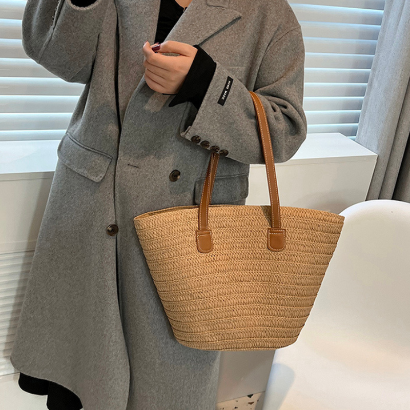 Large Woven Straw Shoulder Bag