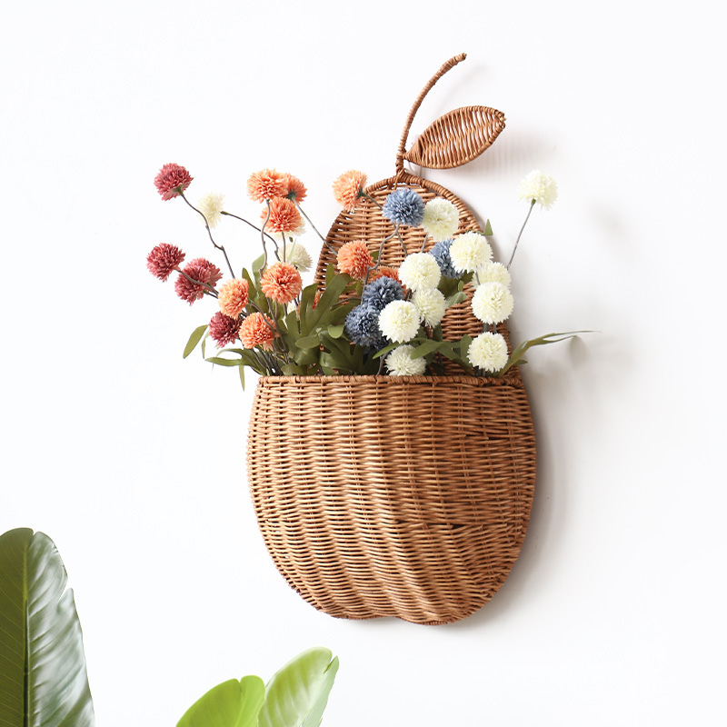 Wall Rattan Pear Flower Basket