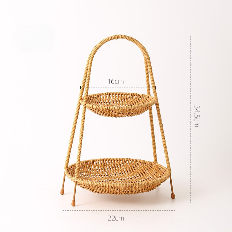 Tiered Rattan Serving Stand