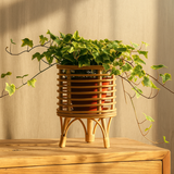 Nordic Rattan Woven Floor Planter