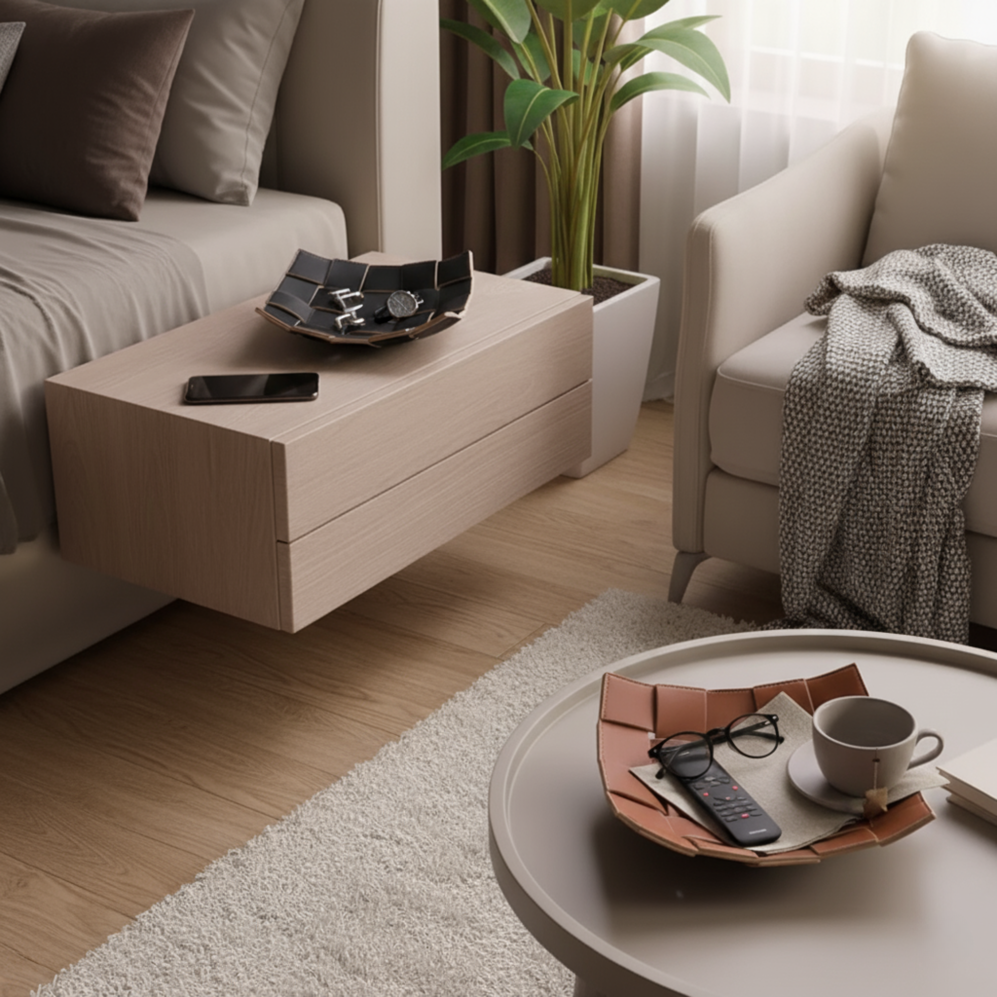 Woven Leather Valet Tray