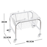 Rattan Basket Rolling Cart