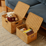 Woven Lidded Rattan Storage Basket