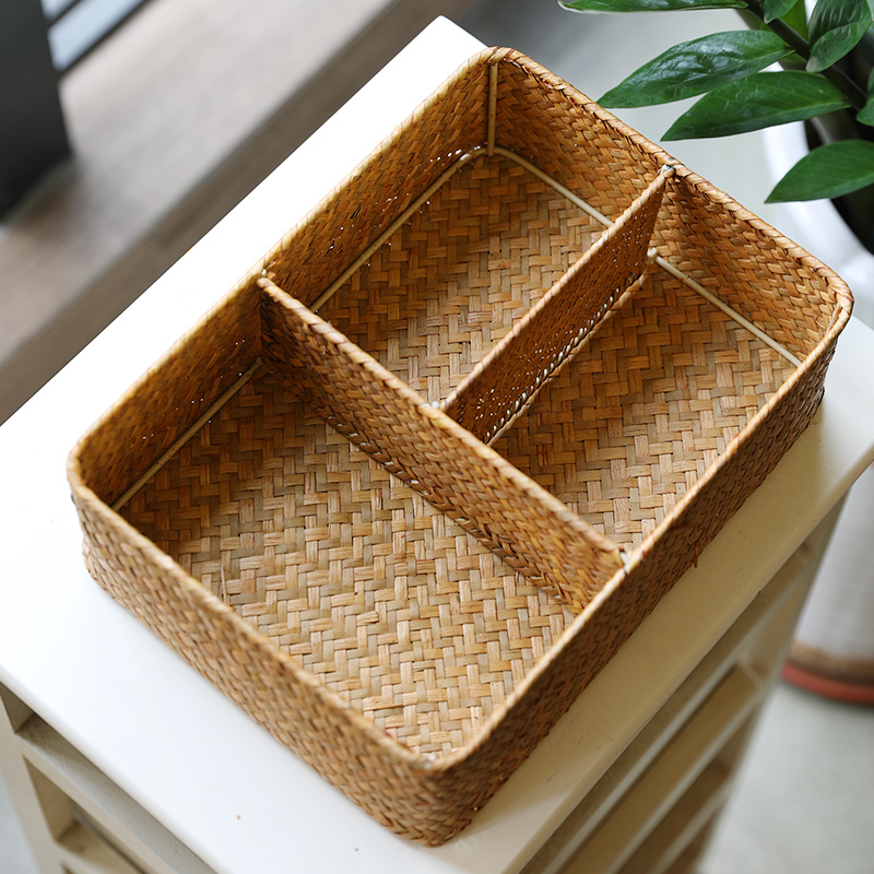 Rattan Divided Storage Organizer