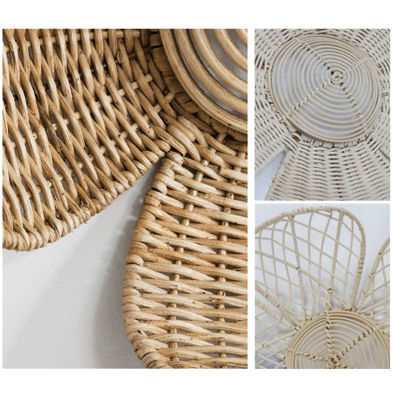Boho Rattan Daisy Wall Decor (2-Pcs)