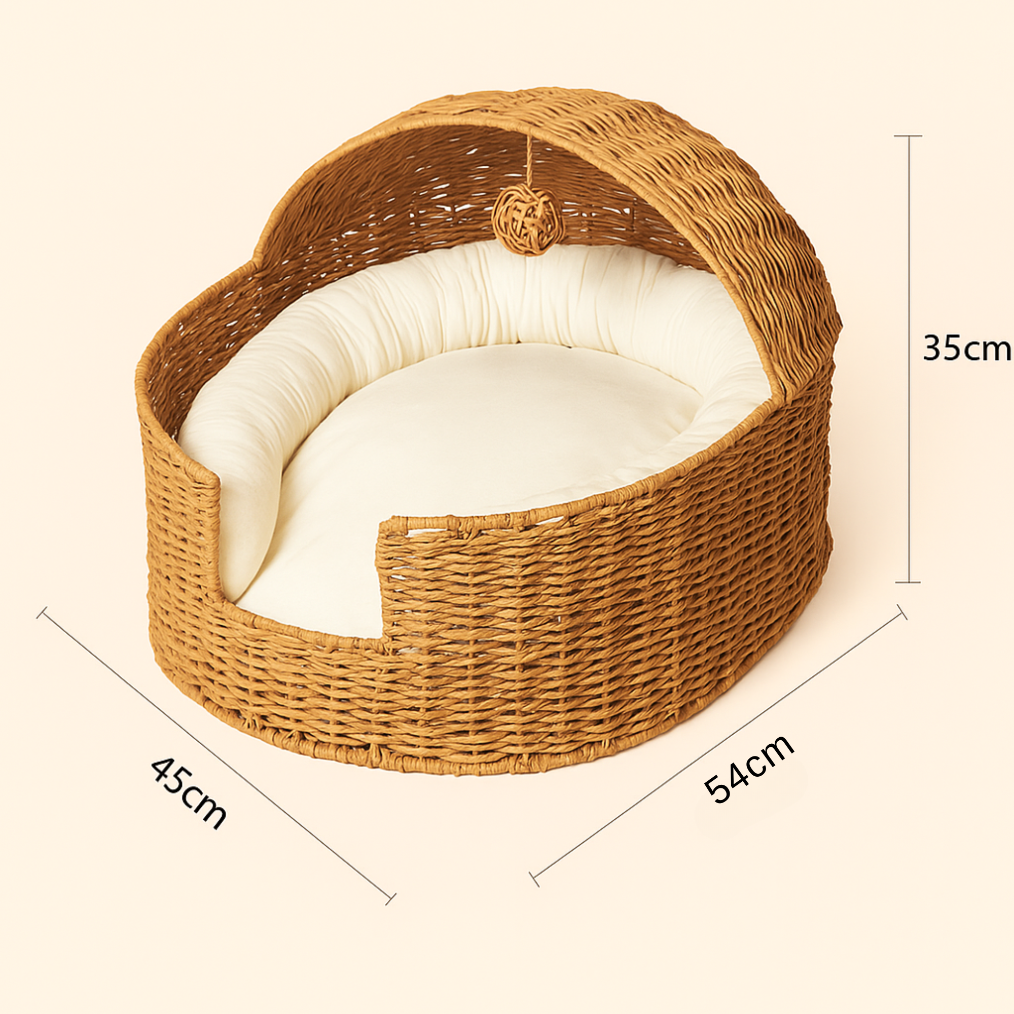 Rattan Dome Cat House Basket