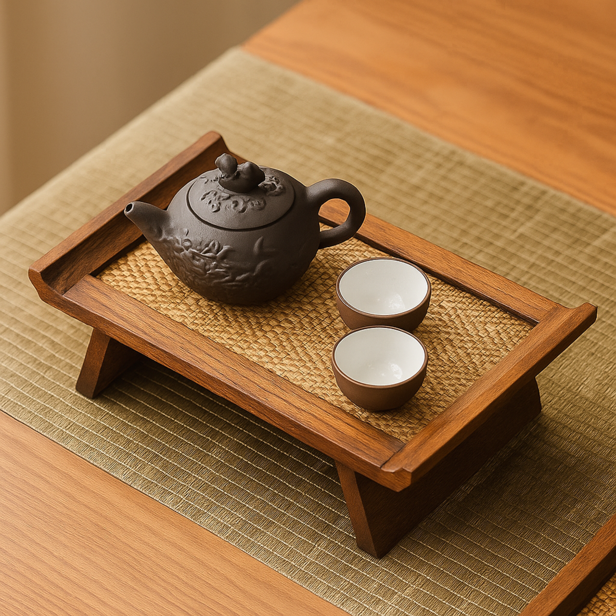 Rattan Wood Tea Table Tray