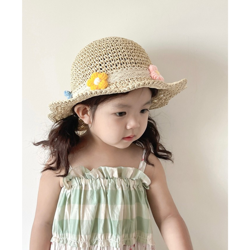 kids Floral Straw Sunhat