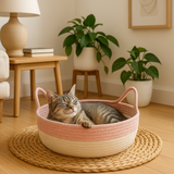 Handwoven Cotton Cat Bed Cushion Set