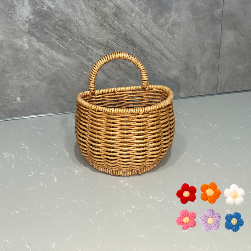 Wool Flower Charm Hanging Basket Bundle