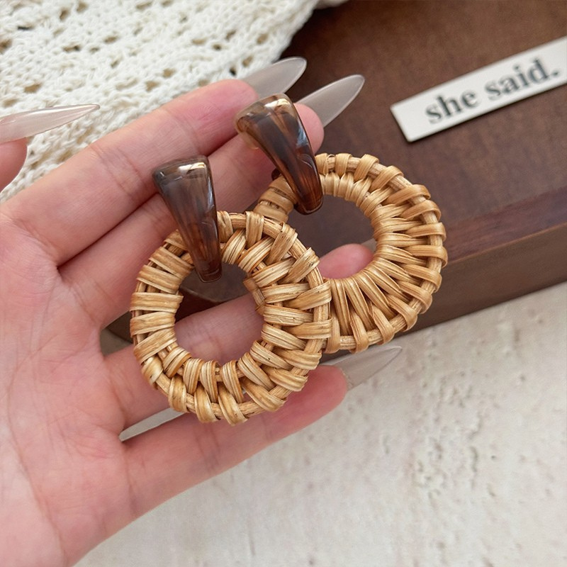 Bohemian Rattan Bamboo Earrings