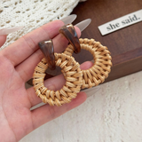 Bohemian Rattan Bamboo Earrings