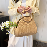 Crescent Straw Casual Handbag
