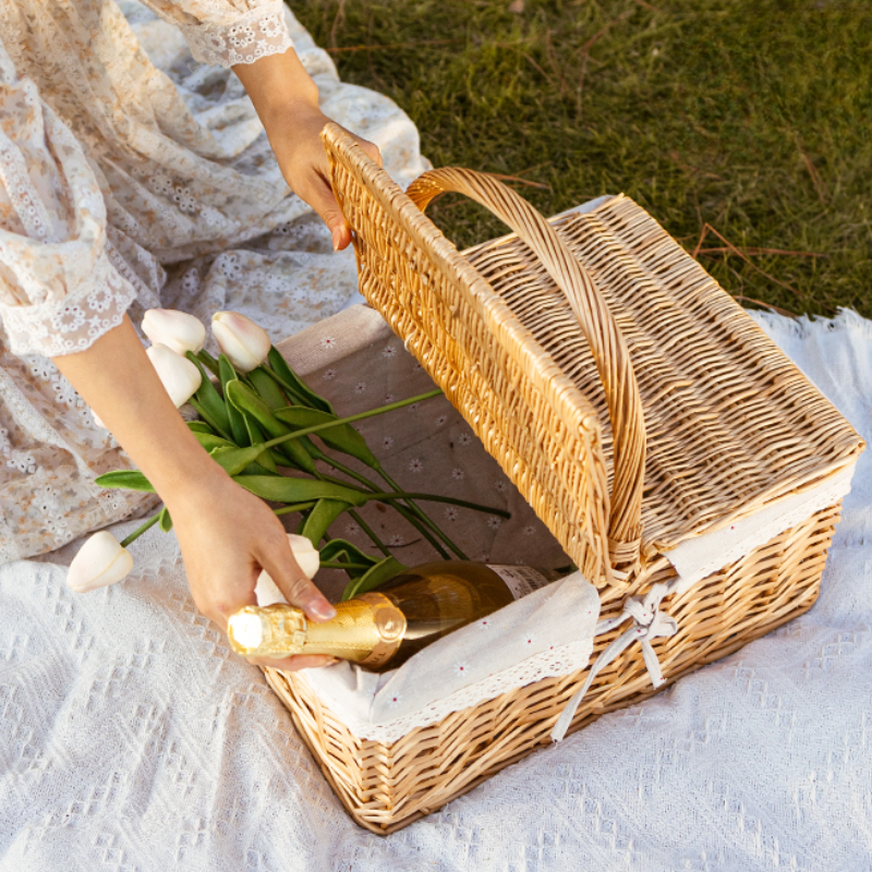Handwoven Rattan Picnic Basket