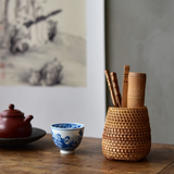 Handmade Rattan Tea Tools Holder Set