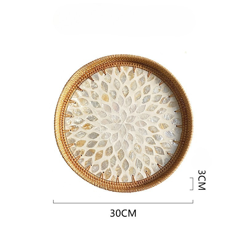 Rattan Tray Mother of Pearl