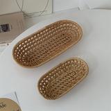Oval Rattan Storage Tray Set