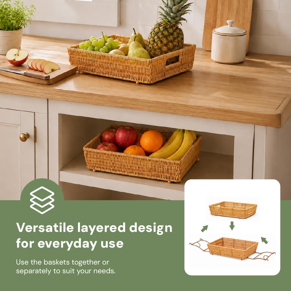 Rattan 2-Tier Fruit Basket