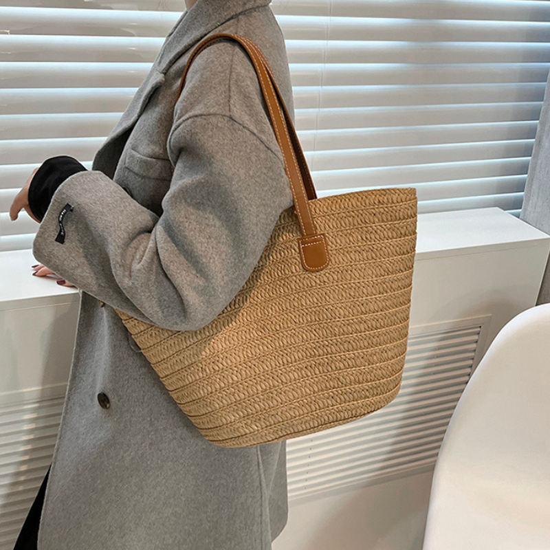 Large Woven Straw Shoulder Bag