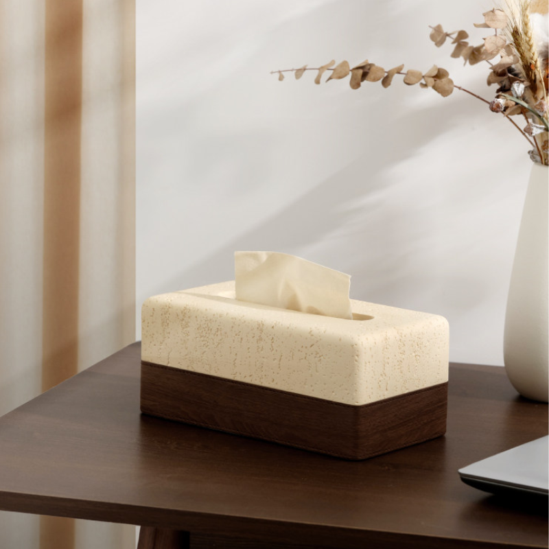 Travertine Wood Tissue Box Cover
