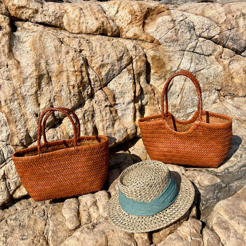 Handwoven Cowhide Tote Bag