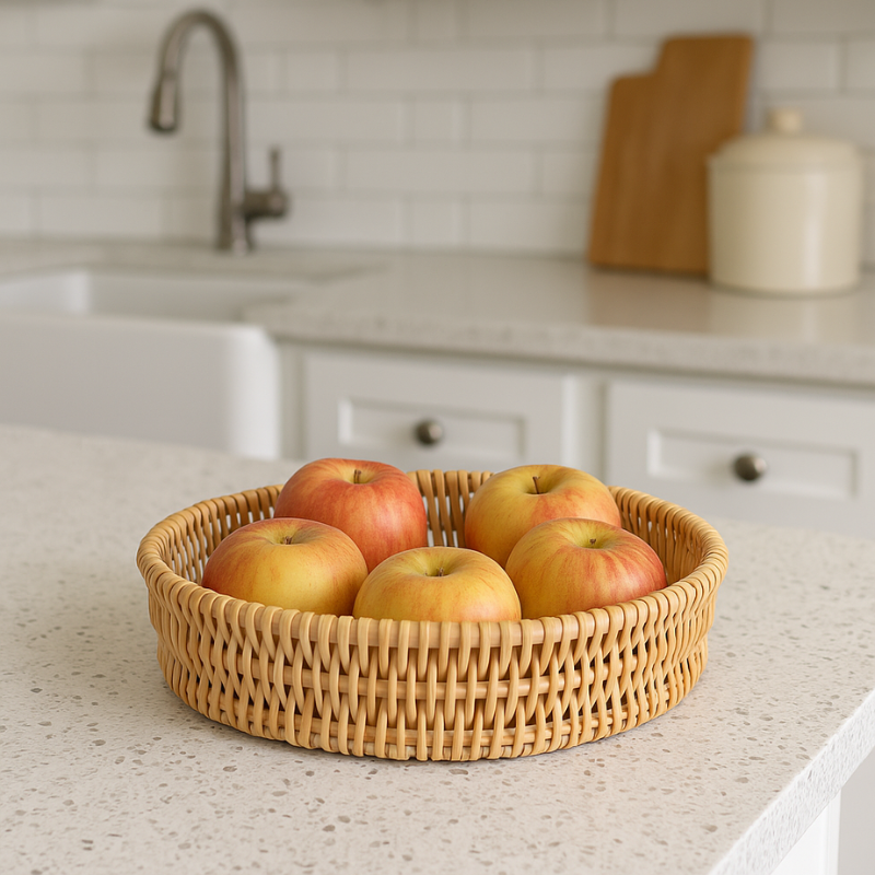 Round Rattan Woven Serving Tray