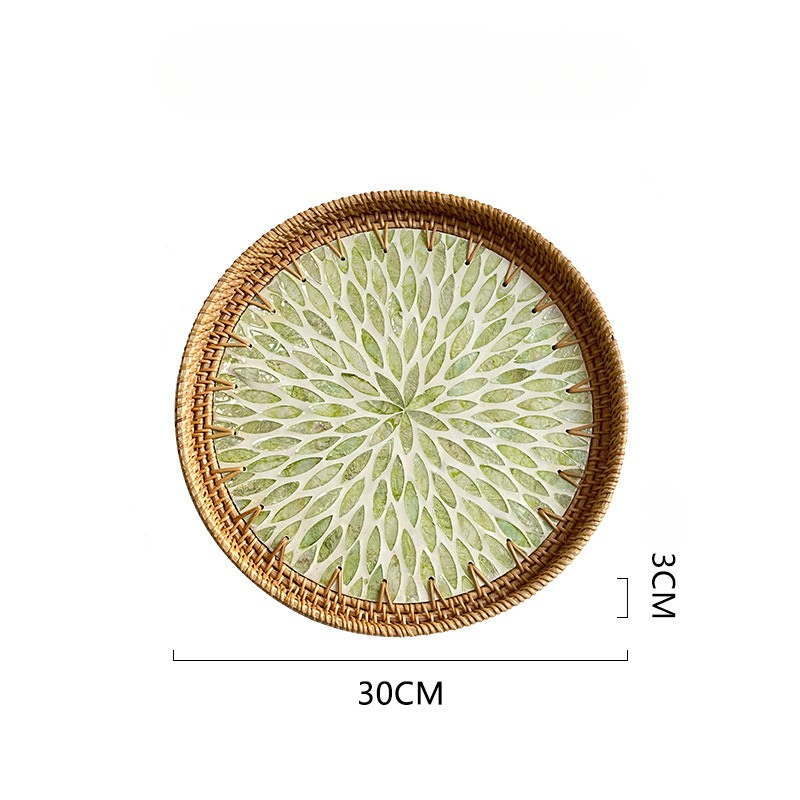 Rattan Tray Mother of Pearl