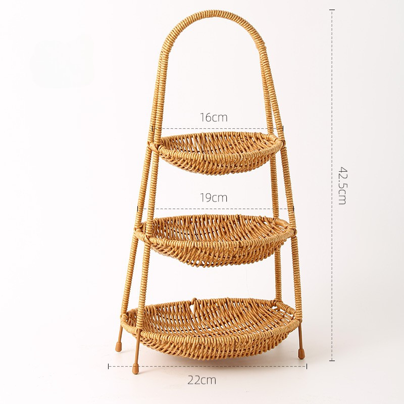 Tiered Rattan Serving Stand