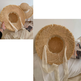 Wide Brim Lace Raffia Hat