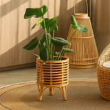 Nordic Rattan Woven Floor Planter