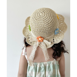 kids Floral Straw Sunhat