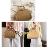 Crescent Straw Casual Handbag