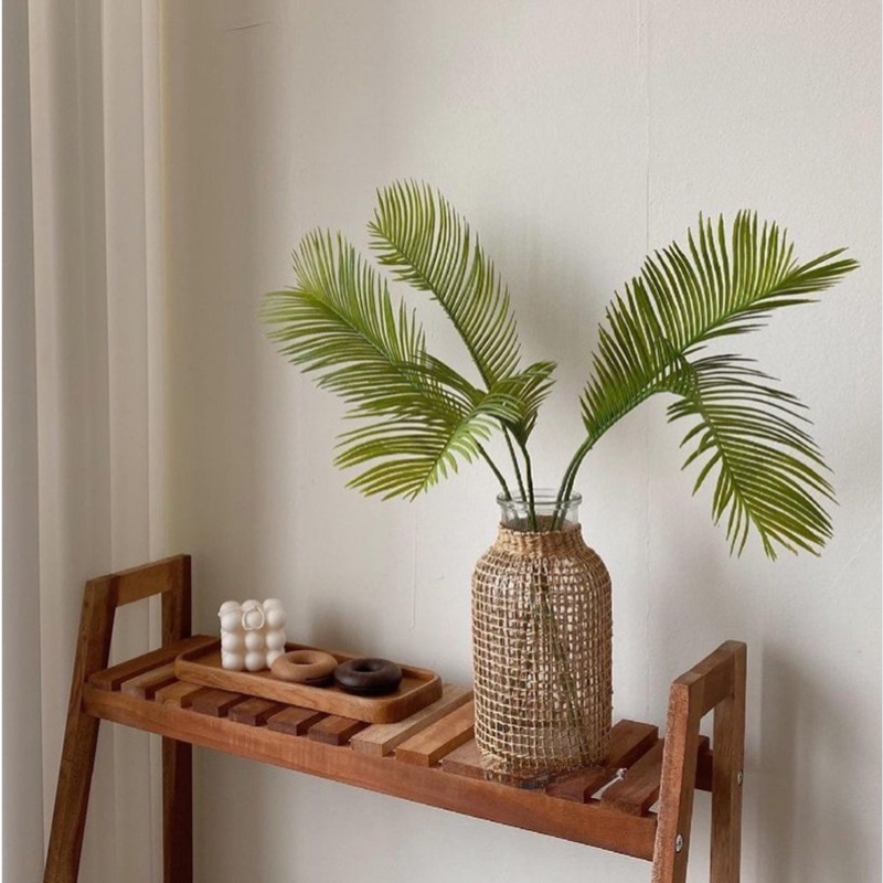 Glass Flower Vase with Rattan